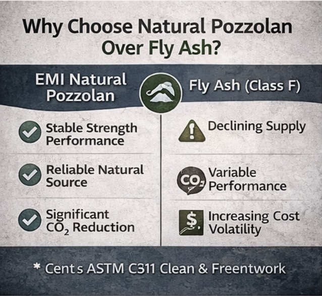 Rare earth pozzolan and fly ash alternative